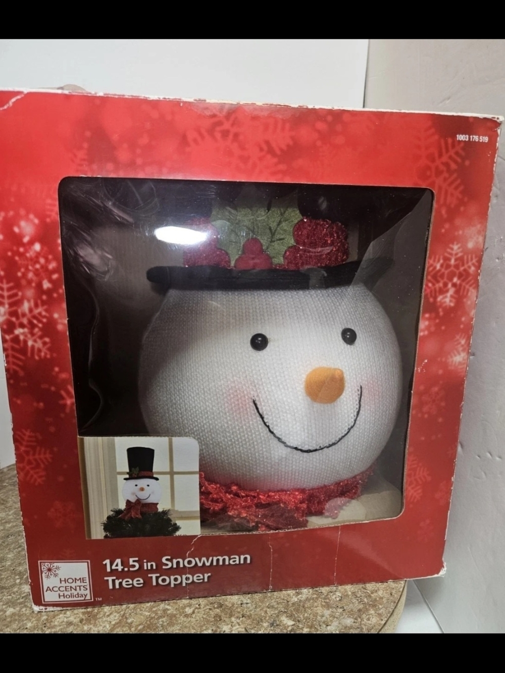 White Snowman 14.5" Tree Topper